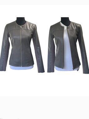 Soia & Kyo Sianne Lamb Leather Jacket in Dark Grey Size XS